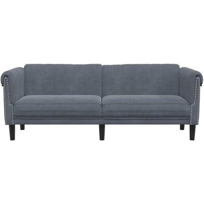 3-Sitzer Sofa Dunkelgrau Samt Modern mit Kissen