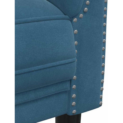 2-Sitzer Sofa Blau Samt – Bequemer Lesesessel mit Holzbeinen