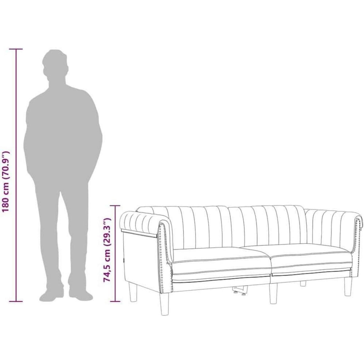 2-Sitzer Sofa Blau Samt – Bequemer Lesesessel mit Holzbeinen