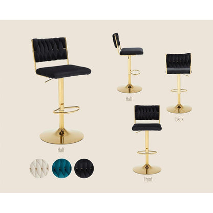 Barhocker 2er Set, Drehbar, Höhenverstellbar, Schwarz