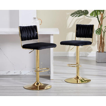 Barhocker 2er Set, Drehbar, Höhenverstellbar, Schwarz