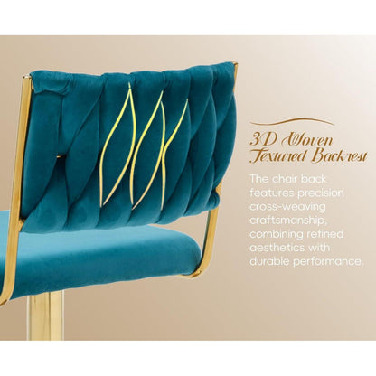 Barhocker Set 4er – Drehbar, Höhenverstellbar, Samt Teal