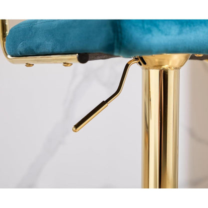 Barhocker Set 4er – Drehbar, Höhenverstellbar, Samt Teal