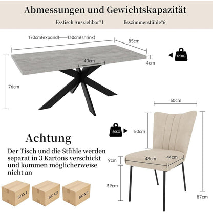 Ausziehbarer Esstisch für 4-6 Personen – Modernes Grau