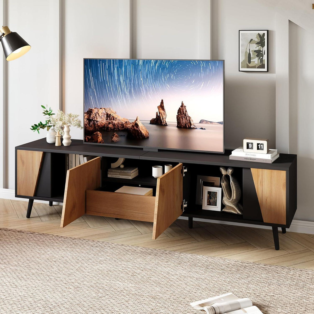 Moderner TV-Schrank mit Schubladen & Schränken (180x40x46)