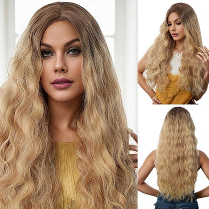 Lange Blonde Ombre Wellenperücke 26 Zoll – Synthetisch & Hitzebeständig
