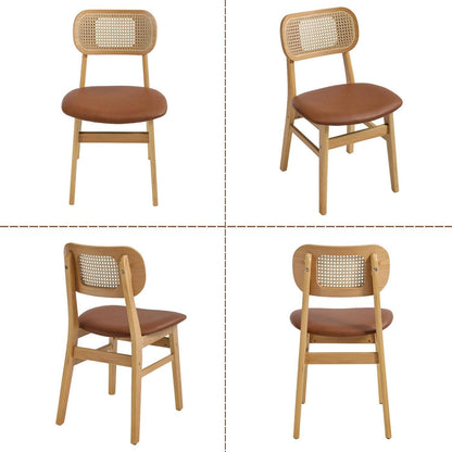 Esszimmerstühle Set 4er – & Rattan Braun in Lederoptik