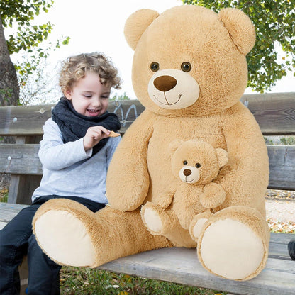 Riesiger Kuscheltier Teddybär 130cm mit Babybär – Perfektes Geschenk