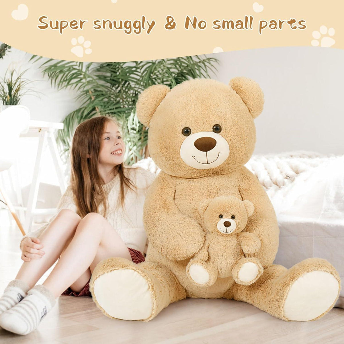 Riesiger Kuscheltier Teddybär 130cm mit Babybär – Perfektes Geschenk