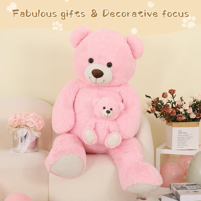 Riesiger 130cm Kuschelteddybär mit Babybär – Perfektes Geschenk