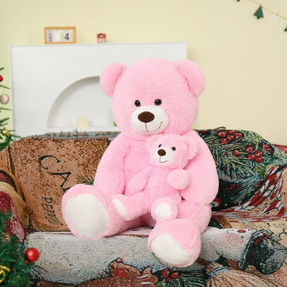 Riesiger 130cm Kuschelteddybär mit Babybär – Perfektes Geschenk