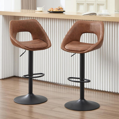 360° Drehbarer Barhocker 2er Set, Höhenverstellbar Braun