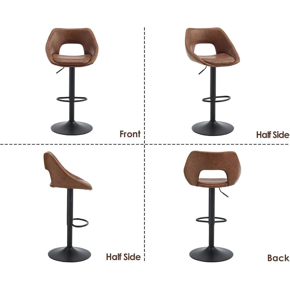 360° Drehbarer Barhocker 2er Set, Höhenverstellbar Braun