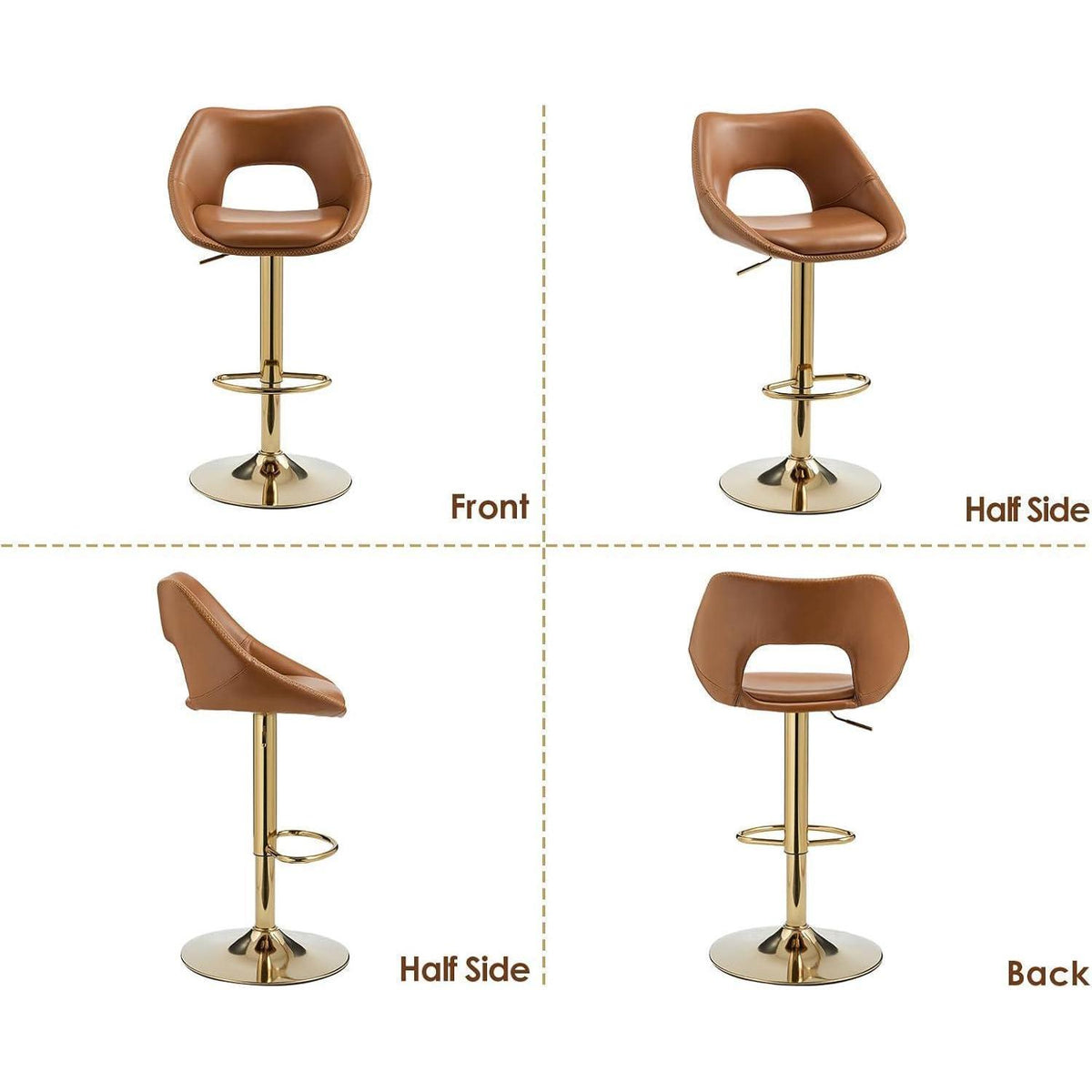 360° Drehbarer Barhocker 4er Set, Hellbraun