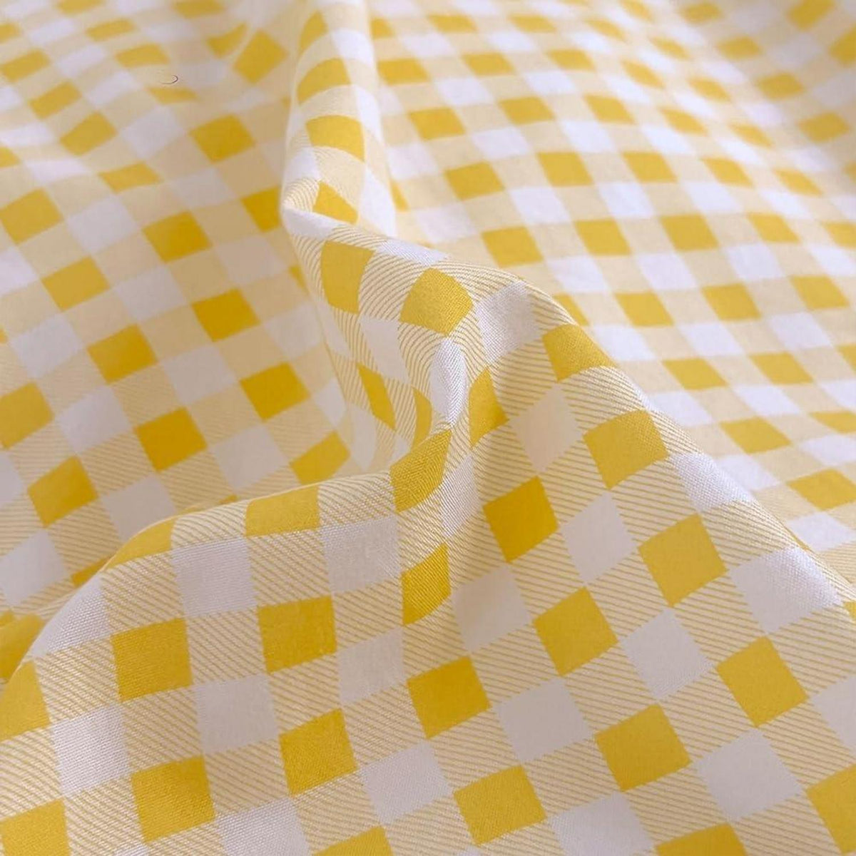Gelbes Kariertes Bettwäsche-Set 155x220cm mit Kissenbezügen