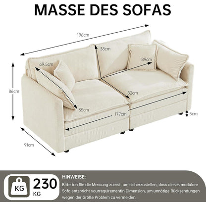 JIEXI Ecksofa mit Schlaffunktion – Beige Cord, Modern & Modular