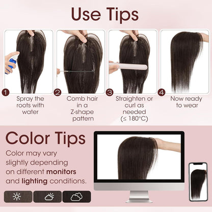 Echthaar Topper mit Pony – Volumen & Weicher Look Schwarz