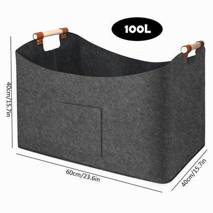Holzkorb XXL 100L – Kaminholzkorb mit Griffen & Tasche