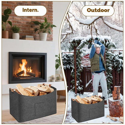 Holzkorb XXL 100L – Kaminholzkorb mit Griffen & Tasche