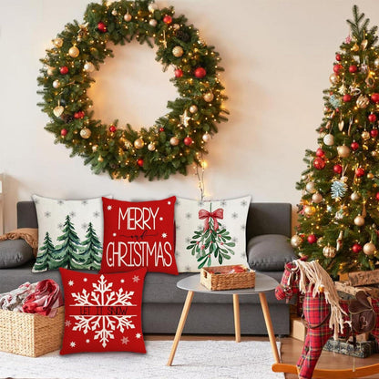 4er-Set Weihnachtskissenbezüge 40x40 - Festliche Deko-Kissenhüllen