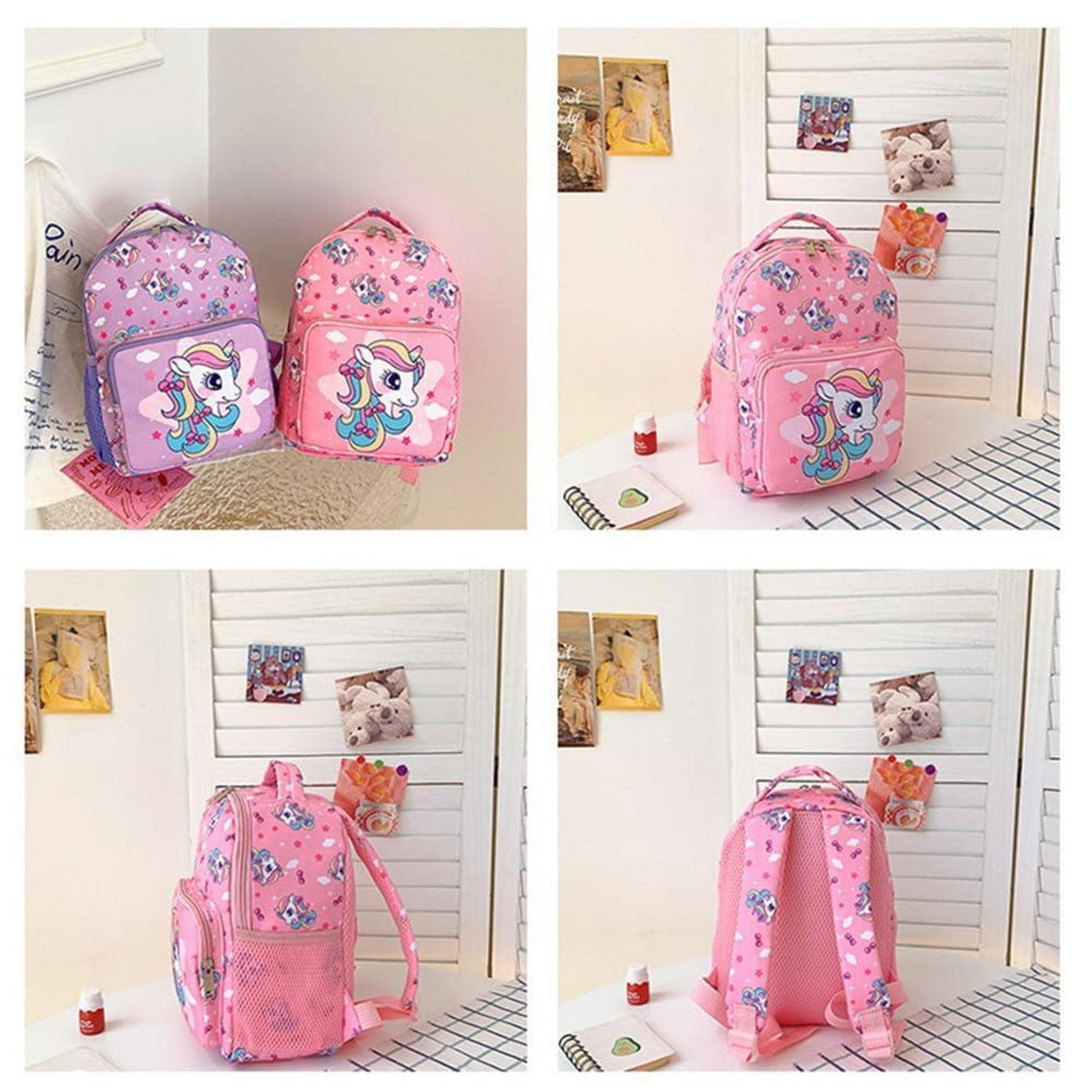 Einhorn Kinderrucksack personalisierbar – Kawaii Schulrucksack Mädchen