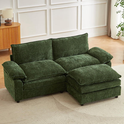 JIEXI Ecksofa mit Schlaffunktion, Grün, 2-Sitzer, L-Form