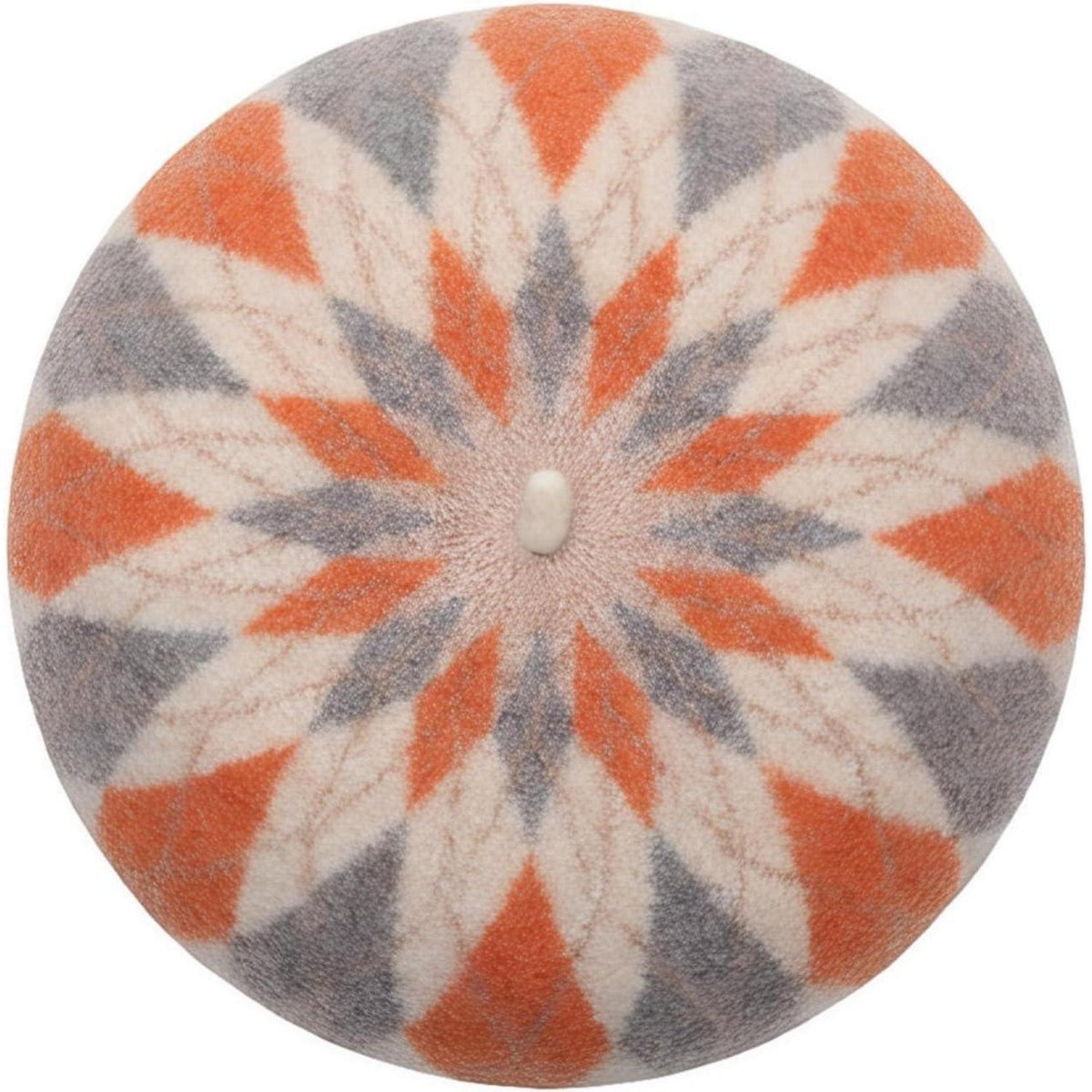 Karierte Damen Baskenmütze aus Wolle – Winter Beanie Mütze Orange