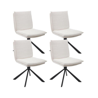 Drehbarer Esszimmerstuhl Set (4x) – Weiß, Chenille & Komfort