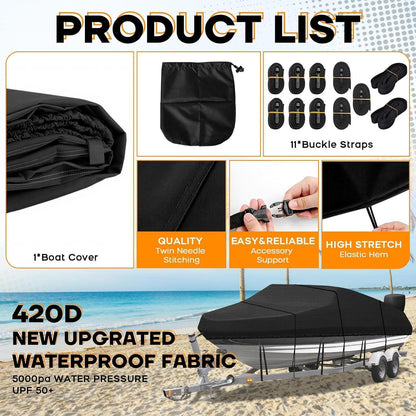 Wasserdichte Bootsplane 11-13ft – Abdeckplane für V-Rumpfboote