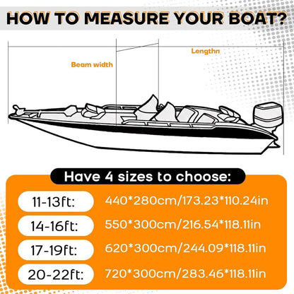 Wasserdichte Bootsplane 17-19ft – Abdeckplane für V-Rumpf Boote