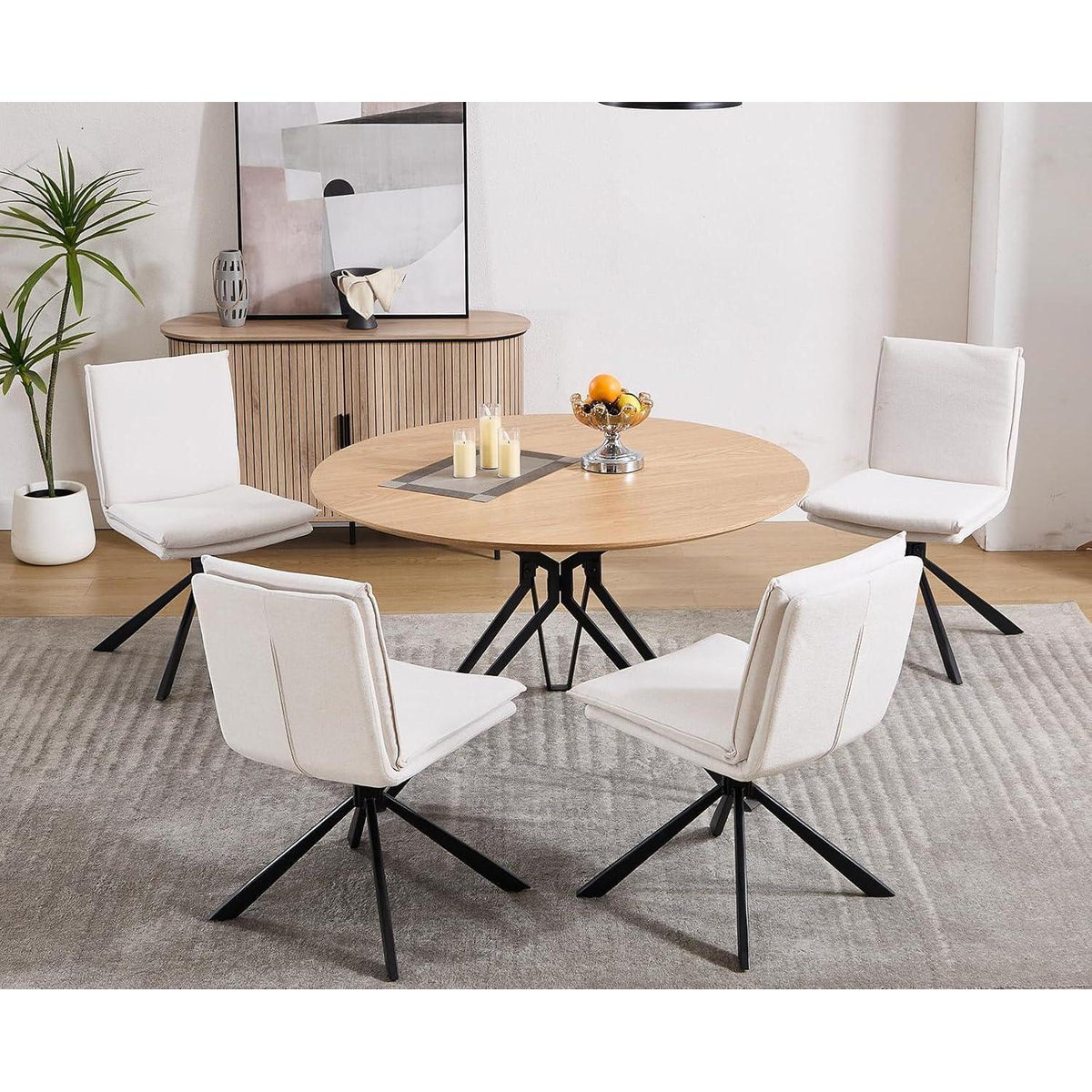 Drehbarer Esszimmerstuhl 2er Set – Weiß, Komfort & Modern