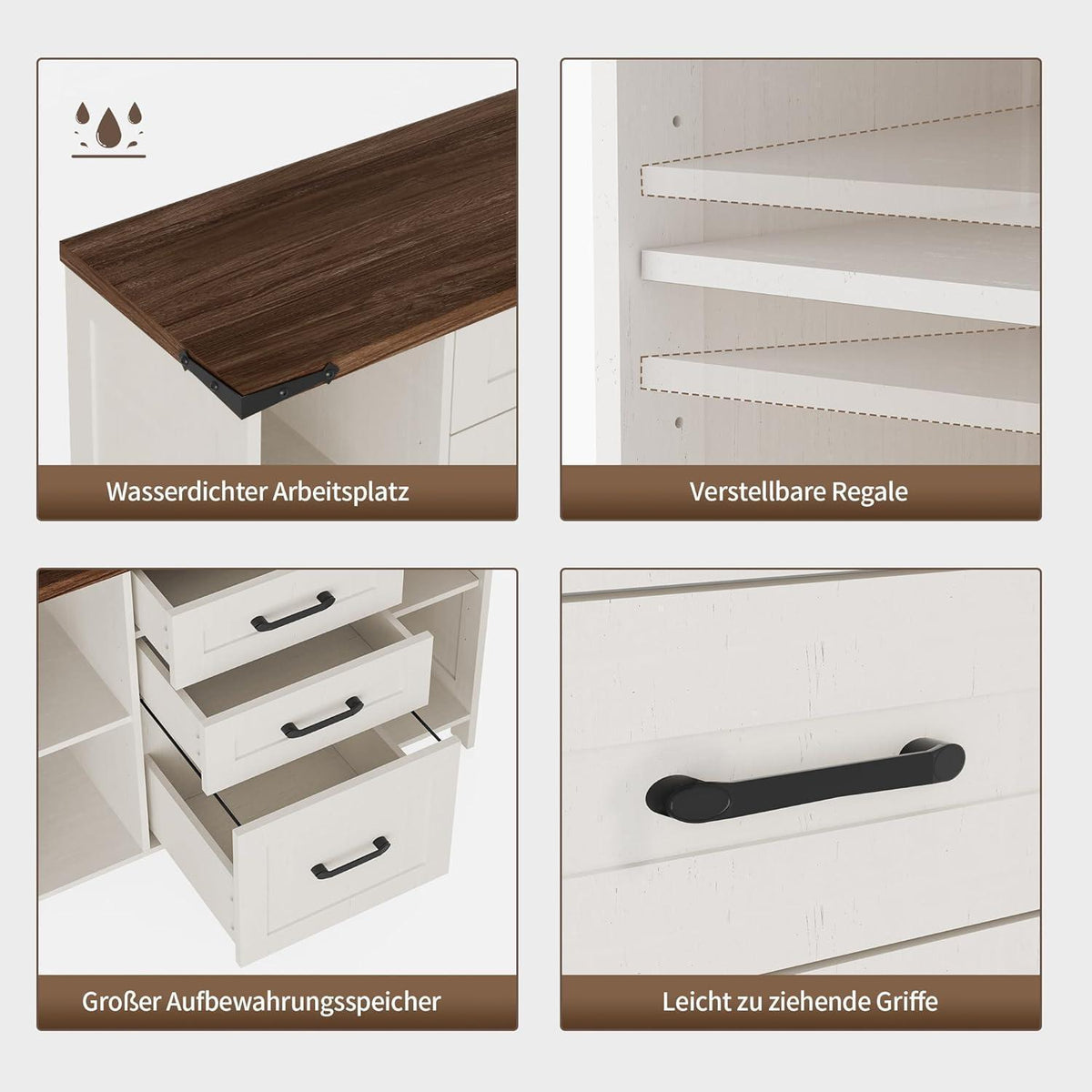Weißer Aktenschrank mit 3 Schubladen & 4 Fächern