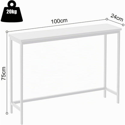 Bambus Konsolentisch Schmal 100cm – Weißer Flurtisch für Wohnzimmer