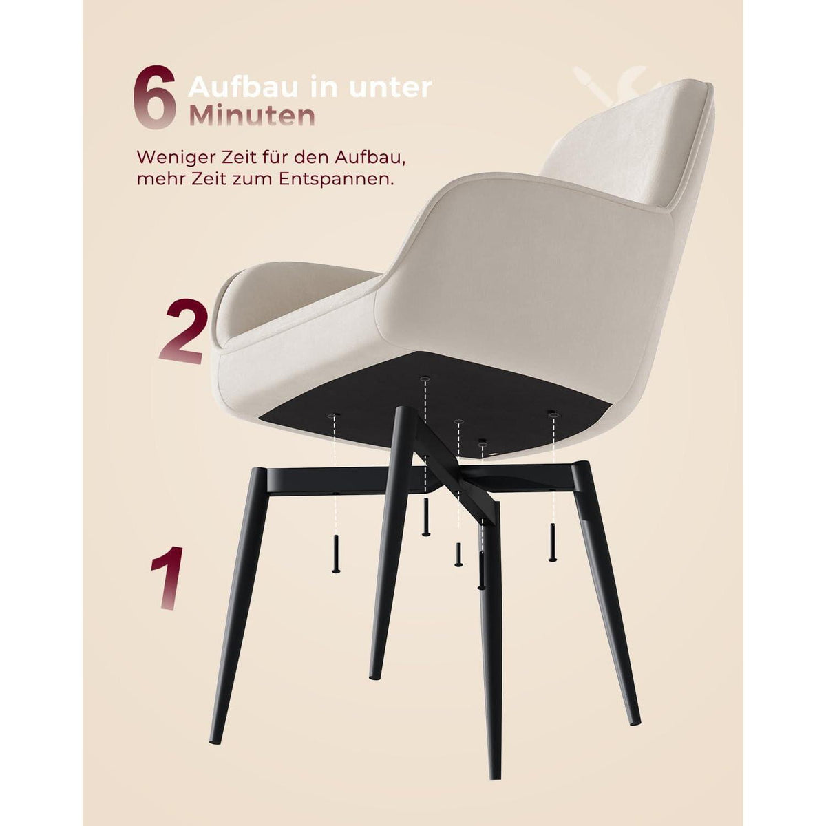 Esszimmerstuhl Set 6er – Bequemer Samt Sessel mit Armlehne
