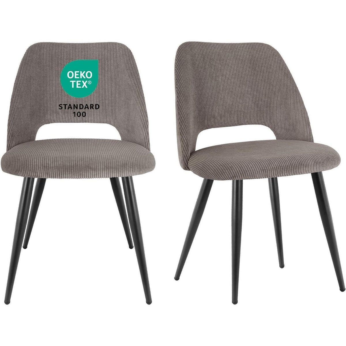 Esszimmerstühle 2er Set, Samt, Braun – Modern & Komfortabel
