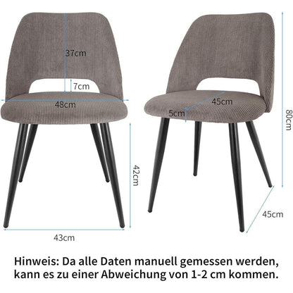 Esszimmerstühle 2er Set, Samt, Braun – Modern & Komfortabel
