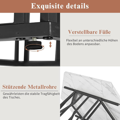 Moderner Esstisch Set (5-teilig) – Marmor & Samt Stühle