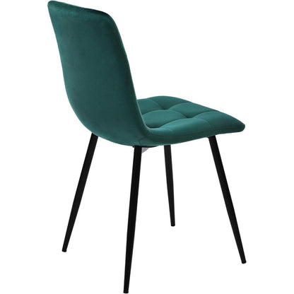 Runder Esstisch Set (5-teilig) | Grüner Samtstuhl | Modern & Elegant