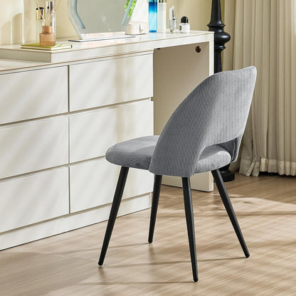 Esszimmerstühle Set 4 Grau, Gepolsterte Samtstühle Modern