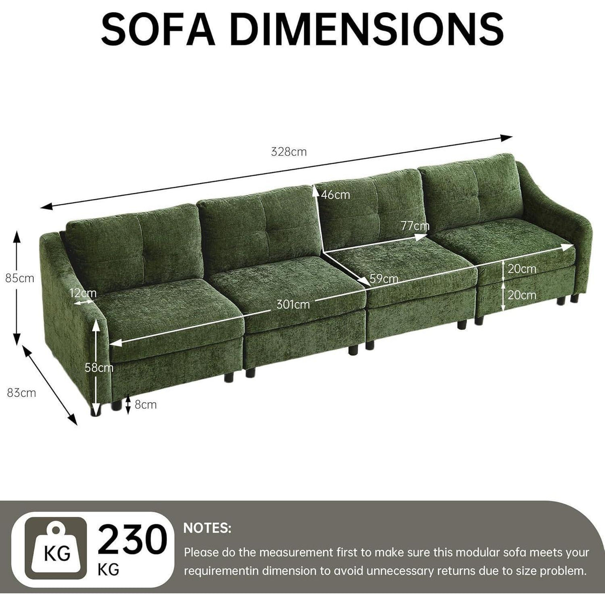 JIEXI Ecksofa mit Schlaffunktion – Dunkelgrün, 4 Sitze