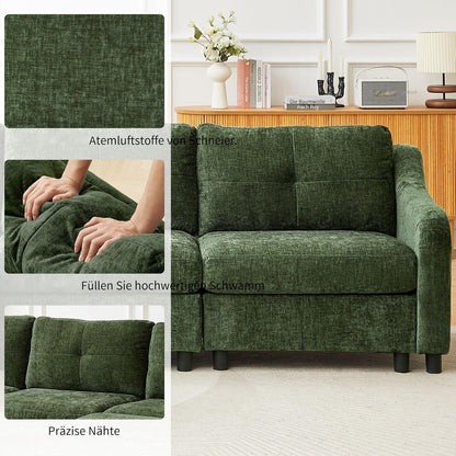 JIEXI Ecksofa mit Schlaffunktion – Dunkelgrün, 4 Sitze