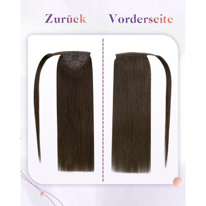 Echthaar Zopfverlängerung Braun 40cm – Dunkelbraun #4