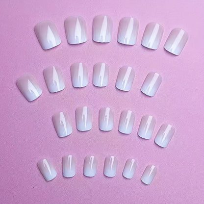 Press On Nägel French Tip Rosa Gradient Kurz Square