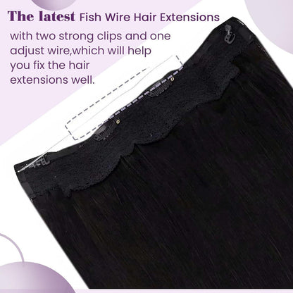 Naturhaar Haarverlängerung Jet Schwarz 45cm - Unsichtbarer Faden