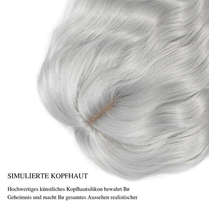 Haartopper mit Pony – Silber, 35cm – für dünnes Haar