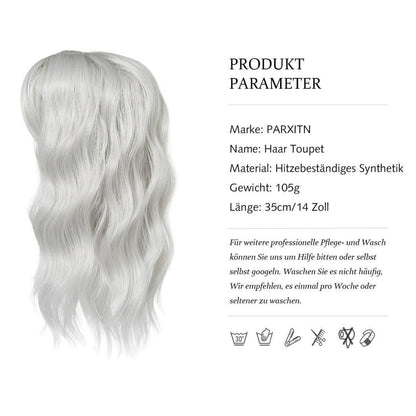 Haartopper mit Pony – Silber, 35cm – für dünnes Haar