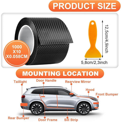 Kohlefaser Einstiegsleisten Folie – 10cm x 10m Schwarz Auto Styling