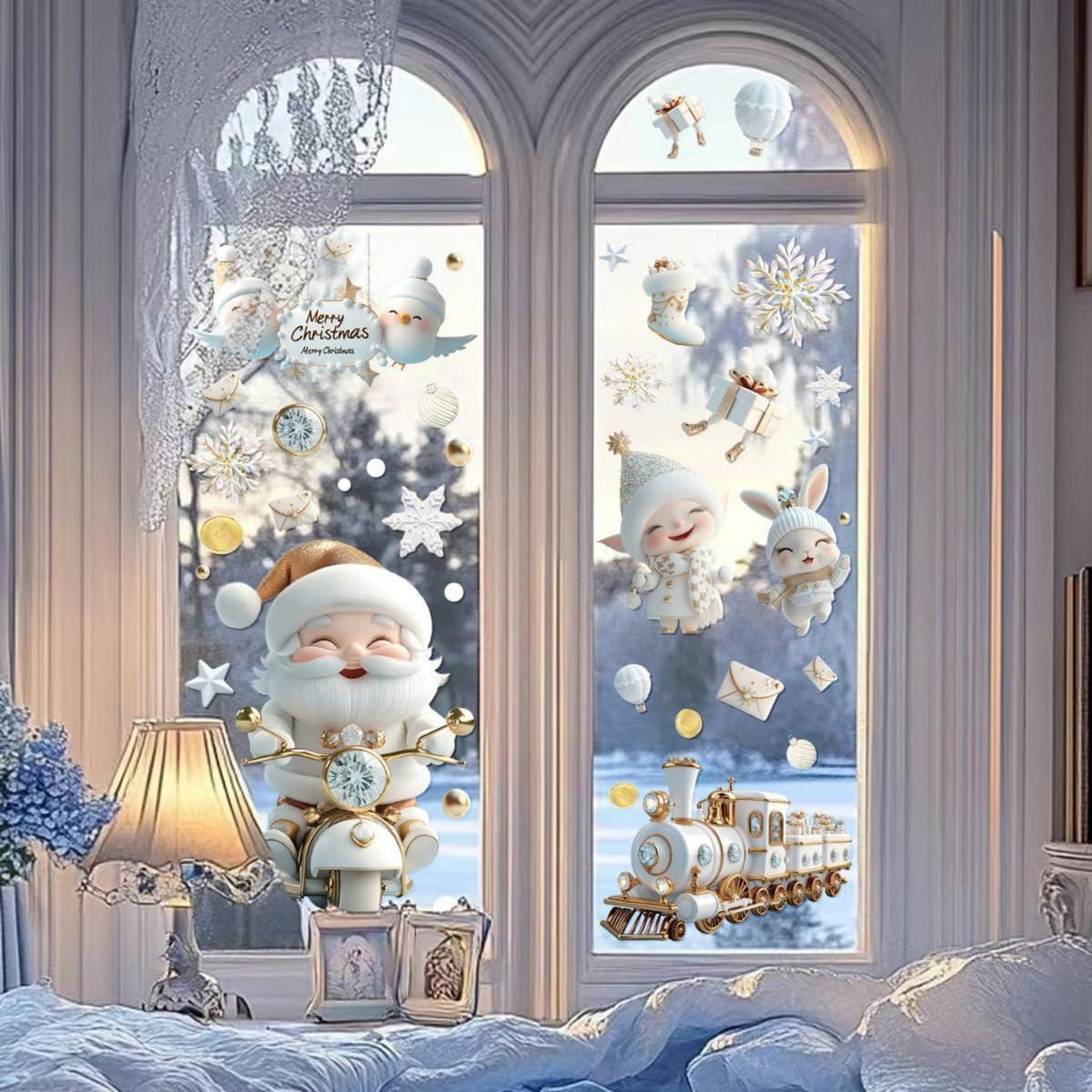 Weihnachts Fensterbilder Selbstklebend – 9 Blatt Deko Aufkleber