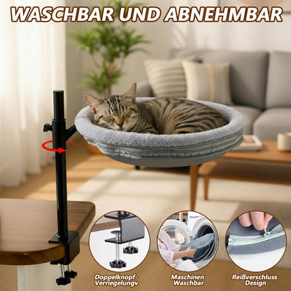 Drehbares Katzenbett Schreibtisch – Höhenverstellbar & Grau