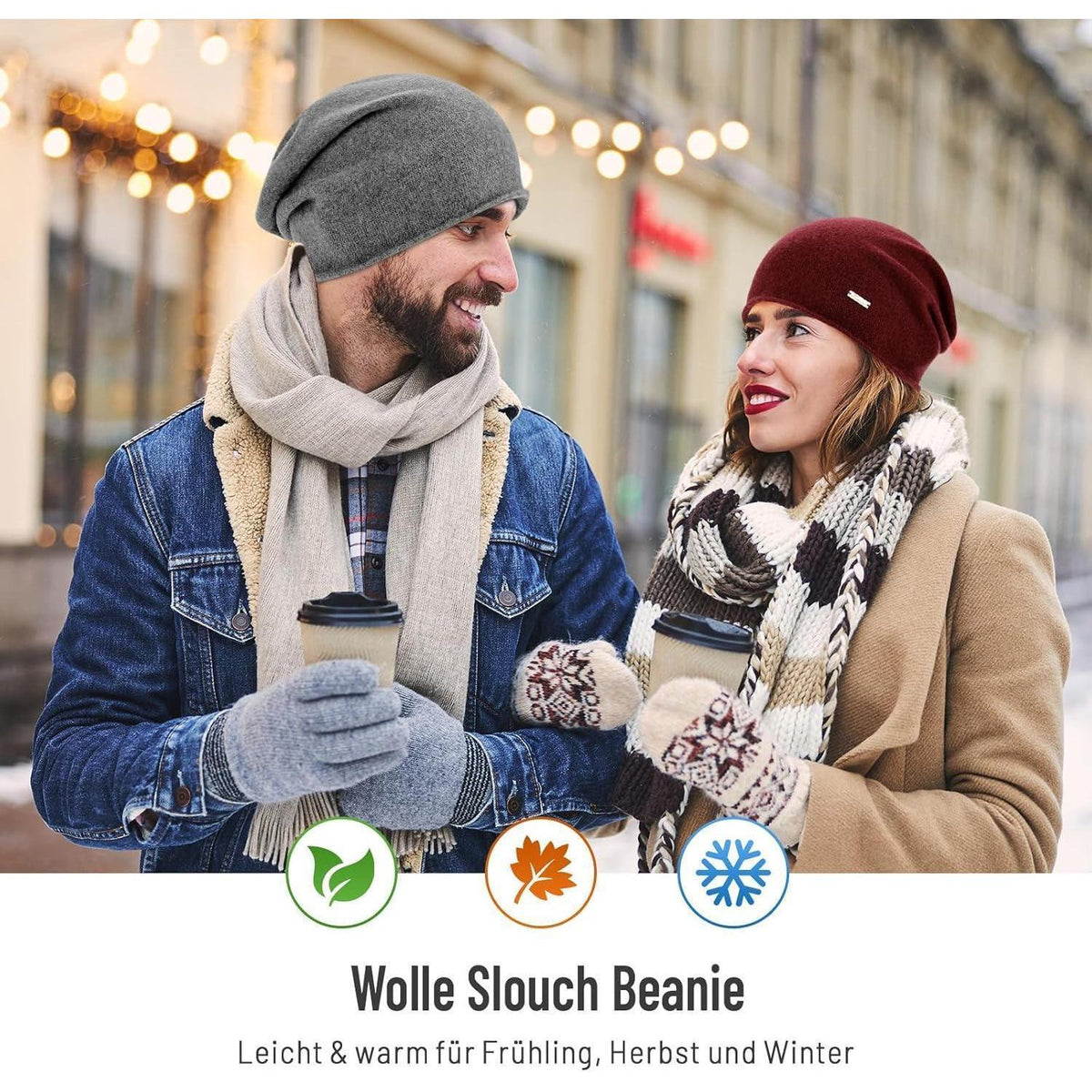 Australische Wollmütze Damen Herren - Atmungsaktive Beanie Rot